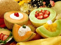Ananas, Melon, Truskawki, Kwiatki