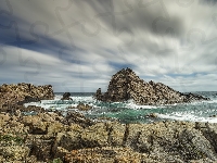 Morze, Chmury, Australia, Punkt widokowy Sugarloaf Rock, Skały