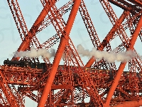 Dym, Pociąg parowy, Szkocja, Most Forth Bridge, Lokomotywa, Edynburg