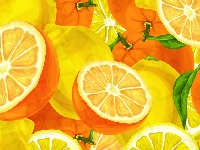 Pomarańcze, 2D, Owoce, Cytrusy, Cytryny