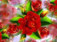 Róże, Grafika, Czerwone, 2D