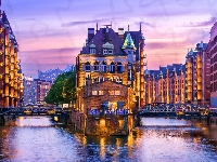 Mosty, Hamburg, Zdjęcie miasta, Niemcy, Rzeka, Domy