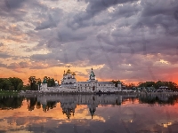 Zachód słońca, Monaster Ipatiewski, Rosja, Klasztor męski, Rzeka Kostroma, Miejscowość Kostroma
