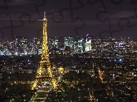 Noc, Paryż, Wieża Eiffla, Z lotu ptaka