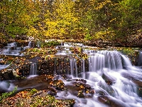 Wodospad, Las, Kamienie, Jesień, Rzeka, Kaskada