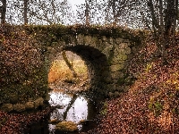 Most, Rzeka, Drzewa, Jesień, Kamienny, Kamienie