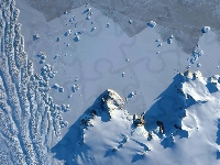 Matusevich Glacier, Śnieg, Z lotu ptaka, Antarktyda, Lodowiec, Skały