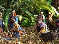 Dzięciątko, Figurki, Boże Narodzenie, Trzej Królowie, Żłóbek, Jezus, Siano