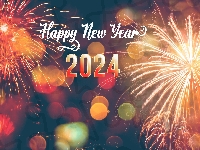 Happy New Year, 2024, Napis, Sztuczne ognie