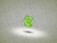 3D, Apple, Logo, Zielone