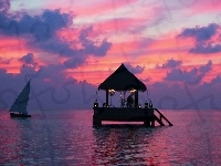 Altana, Malediwy, Morze, Żaglówka, Zachód słońca