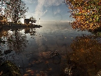 Jesień, Altanka, Szwajcaria, Jezioro Zuryskie -Zürichsee, Drzewa