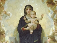 Aniołowie, Boska, Bouguereau, Matka, Dzieciątko, Reprodukcja