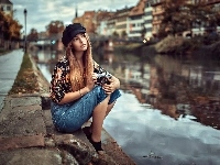 Aparat fotograficzny, Kobieta, Rzeka