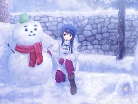 Śnieg, Dziewczyna, Bałwan, Anime