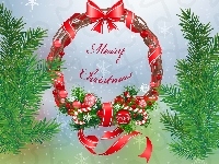 Napis, Boże Narodzenie, Gałązki, Świąteczne, Wieniec, Merry Christmas