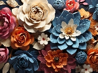 Kwiaty, Bukiet, Kolorowe, 2D, Grafika