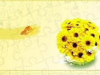 Żółtych, Bukiet, Kwiatków