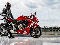 Honda CBR650R, Czerwony, Motocykl, Motocyklista