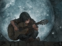 Gitara, Chłopiec, Księżyc