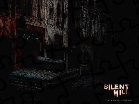 ciemno, krew, Silent Hill, budynki, pickup