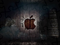 Ciemności, Z, Apple, Ściana, Desek, Logo