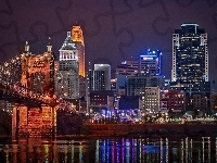 Noc, Cincinnati, Most, Stany Zjednoczone, Miasto, Rzeka