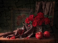 Róże, Czerwone, Jabłka