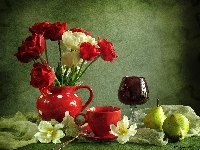 Czerwone, Kwiaty, Tulipany, Wino