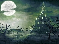 Księżyc, Dom, Drzewa