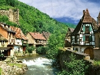 Domki, Lasy, Austria, Kaysersberg, Rzeka