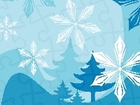 Płatki, Drzewka, Śniegu