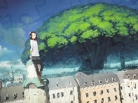 Drzewo, Dziewczyna, Miasto, Anime
