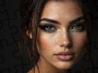 Spojrzenie, Dziewczyna, Twarz, Grafika AI