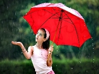 Parasol, Dziewczynka, Deszcz
