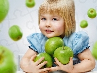 Zielone, Dziewczynka, Jabłka