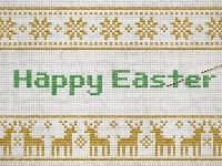 Happy Easter, Makatka, Nitka, Haft, Napis, Igła