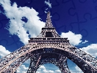 Francja, Chmury, Paryż, Wieża Eiffla