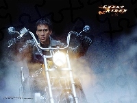 Ghost Rider, motocykl, dym, Nicolas Cage