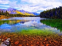 Góry, Alberta, Jezioro, Lasy, Banff