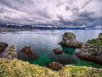 Góry, Skały, Islandia, Półwysep Snæfellsnes, Morze