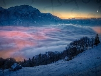 Góry, Szwajcaria, Stok, Chmury