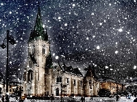 Kościół, Grafika, Zima