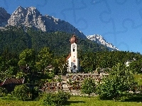 Grainau, Niemcy, Kościół, Góry, Bawaria