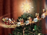 Gwiazda, Choinka, Sanie, Boże Narodzenie