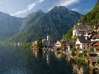 Góry, Hallstatt, Austria, Jezioro