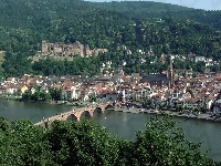 Neckar, Badenia-Wirtembergia, Miasta, Most, Panorama, Rzeka, Zamek, Heidelberg