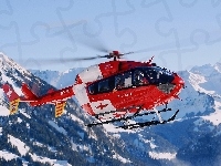 Helikopter, Szwajcaria, Góry, Zima