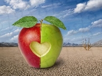Jabłko, Zielono, Czerwone, Serce