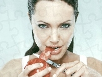 jabłko, Angelina Jolie, nóż